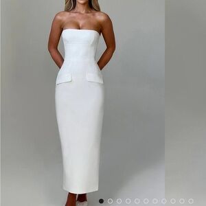 Babyboo Elegant White Strapless Dress